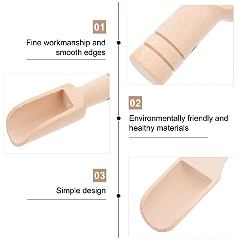 Veemoon 6pcs wooden flour scoop bath salt scoop sugar large wooden scoop washing small soup coffee condiments honey kitchen tool tea furniture