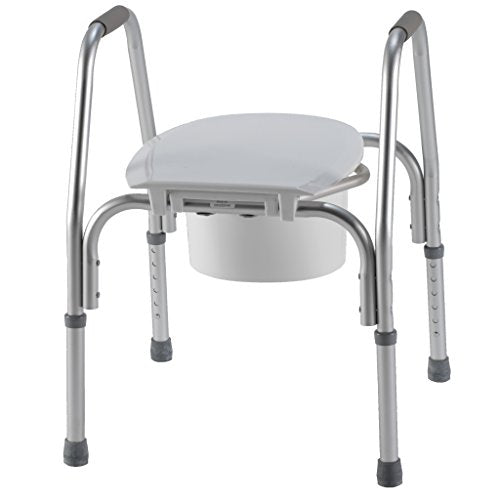 PCP Raised Toilet Seat with Safety Frame Bedside Commode and Elevated, White