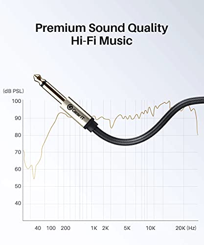 GearIT Guitar Instrument Cable (3ft 2-Pack) 1/4 Inch to 1/4 inch TS Straight Male to Male 6.35mm Mono Jack with Alloy Connector and Nylon Braid
