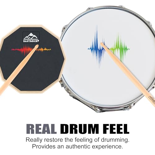 EASTROCK Practice Drum Pad, 6 Inches Double Sided Silent Drum Pad, Rubber Dumb Drum for Beginners,Black
