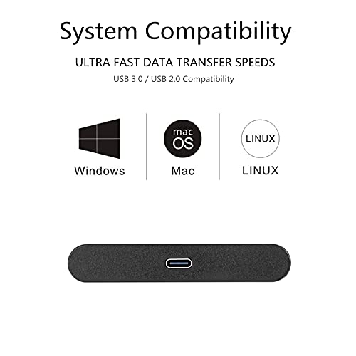 750GB Portable External Hard Drive USB-C USB 3.1 Mobile Ultrafast HDD Storage for PC, Mac, Desktop, Laptop, MacBook, Chromebook, Xbox One, Xbox 360, PS4 (Black)