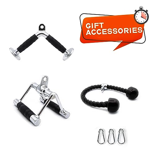 2024 Upgraded T2 Power Cage Muti-Function Power Rack with Lat Pulldown System Squat Rack with Weights and Bar Set for Home Gym with Unique Training Attachment