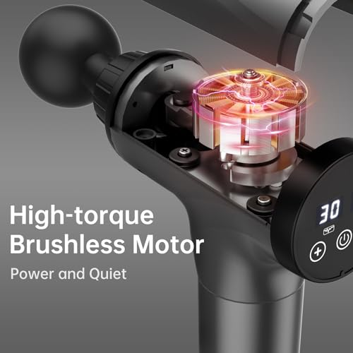 Massage Gun, Muscle Massage Gun for Athletes Handheld Electric Deep Tissue Back Massager, Percussion Massage Device for Pain Relief with 30 Speed Levels 9 Heads