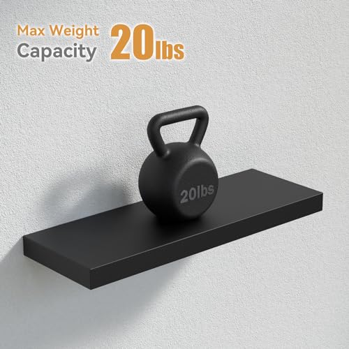 Black Floating Shelves for Wall, 4 Sets Black Wall Shelves Wall Mounted, Black Display Shelves for Bedroom Wall Decor, Wall Storage Shelf for Bathroom, Kitchen, Living Room – Black