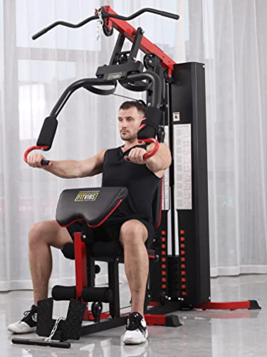 Signature Fitness Multifunctional Home Gym System Workout Station with Leg Extension and Preacher Curl, 122.5LB Weight Stack, Multiple Options, Multiple Packages