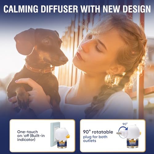 Dog Calming Pheromones Diffuser 6 in 1 Kit Appeasing Pheromone Diffuser to Calm (2 Plug in+4 Pack 48ml Refill) for Anxiety Relief Reduce Aggression Fighting Barking Stress 120 Day Supply(Tasteless)