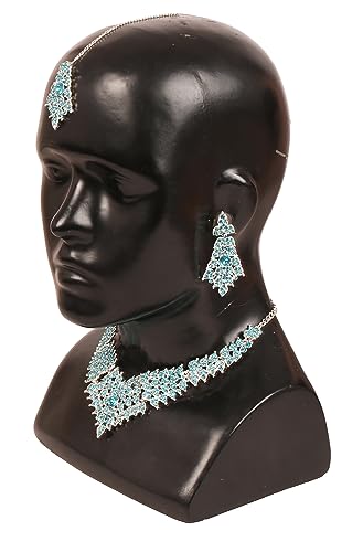 Touchstone Indian Bollywood Tinsel Town Traditional Western Taste Studded Diamond Look Rhinestones Designer Bridal Jewelry Necklace Set For Women