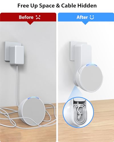 Maxonar Wall Mount for Ech0 P0p, Ech0 pop Wall Mount Speaker Stand Holder No Screws and Drill Needed Cable Hidden Storage - White