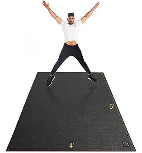 Gxmmat Large Exercise Mat 6'x4'x7mm, Thick Workout Mats for Home Gym Flooring, Extra Wide Non-Slip Durable Cardio Mat, High Density, Shoe Friendly, Perfect for Plyo, MMA, Jump Rope, Stretch, Fitness