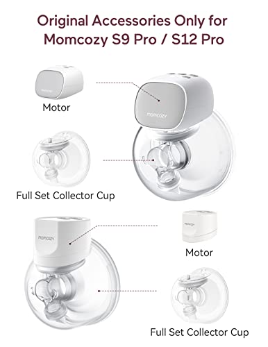 Momcozy Original S9 Pro/S12 Pro Replacement Accessories, Only Compatible with Momcozy S9 Pro/S12 Pro Breast Pump NOT for S9/S12 (Full Set Collector Cup with 24mm Single-Sealed Flange,180ml, 1 Pack)