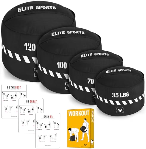Elite Sports Workout Sandbag, Heavy-Duty Strongman Sand Bags for Full-Body & Core Training, Weight Lifting, Combat Conditioning