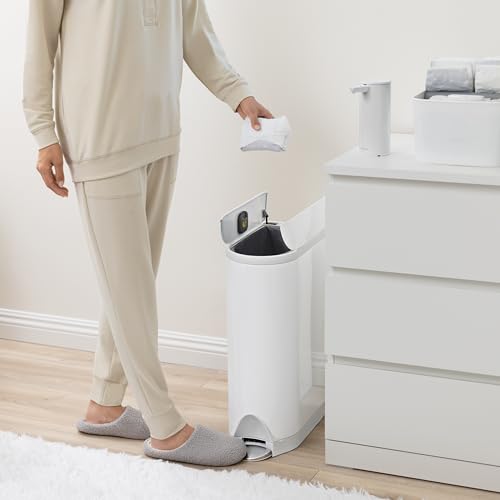 simplehuman Diaper Can, 18 Liter/ 4.8 Gallon, White Stainless Steel
