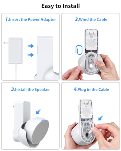 Maxonar Wall Mount for Ech0 P0p, Ech0 pop Wall Mount Speaker Stand Holder No Screws and Drill Needed Cable Hidden Storage - White