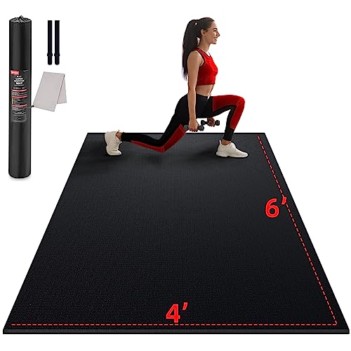 Large Exercise Mat for Home Workout,12‘x6’/10'x6'/9'x6'/8'x6'/7'x5'/6'x4' (7mm) Extra Thick Workout Mat, High-Density Gym Mat for Cardio, Jump Rope, MMA, Weights (Shoe-Friendly)