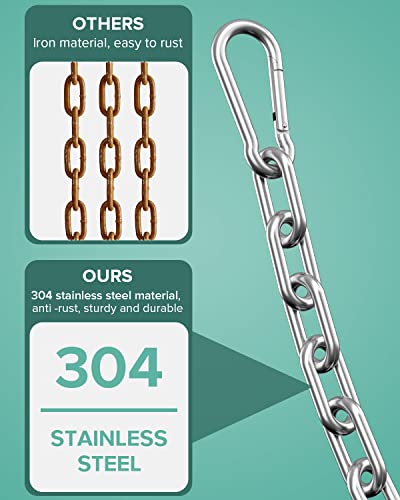 Fitness Chain, Weight Lifting Chains, Cable Machine Extension Chain, 304 Stainless Steel LAT Pull Cable Extension Weight Machine Chain, Curl Bar Chain for Home Gym