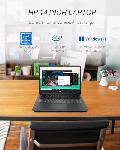 HP Stream 14-inch Laptop for Student and Business - Intel Quad-Core Processor, 4GB RAM, 320GB Storage (64GB eMMC + 256GB Card), 1-Year Office 365, Webcam, 11H Long Battery Life, Wi-Fi, Win11 H in S