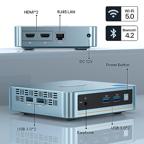 PELADN Mini PC Desktop Computer Intel 11th Gen N5095 (up to 2.9GHz), 8GB DDR4 RAM, 256GB SSD, 4K HD, BT4.2, Dual HDMI, WiFi 2.4G/5G, Gigabit Ethernet. Small Desktop PC