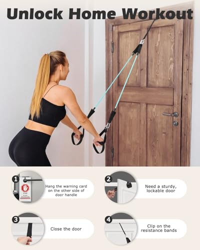 Zacro Pilates Bar Kit with Resistance Bands, 3-Section Pilates Bar with Adjustable Strap, Door Anchor, Handles and Foot Strap, Portable Home Gym Pilates Resistance Bar Kit for Full Body Workouts