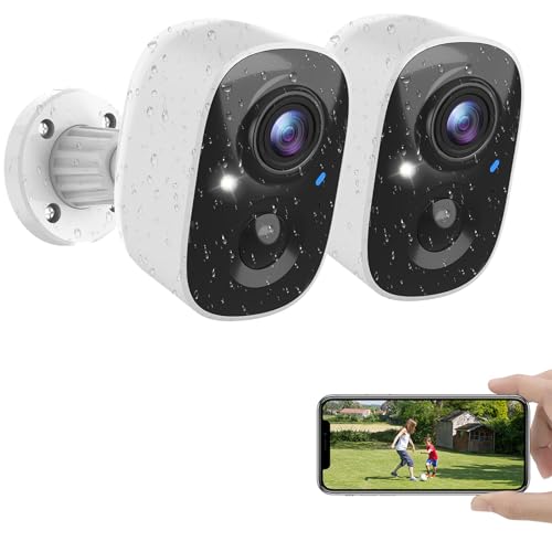 Security Cameras Wireless Outdoor (2 Pack), Battery Powered Cameras for Home Security with AI Motion Detection, Spotlight & Siren Alarm, Color Night Vision, IP66 Weatherproof, SD/Cloud Storage