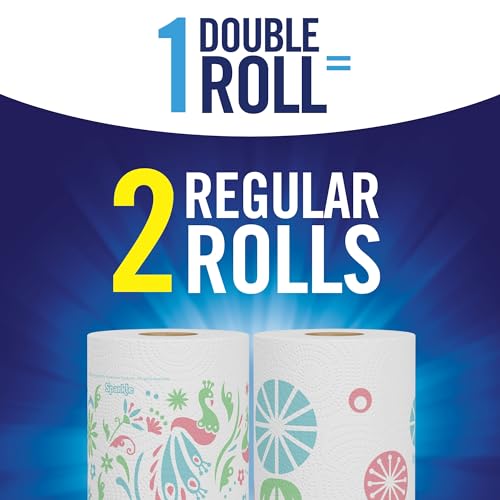 Sparkle Pick-A-Size Paper Towels, Spirited Prints, 6 Double Rolls = 12 Regular Rolls, Everyday Value Paper Towel With Full And Half Sheets
