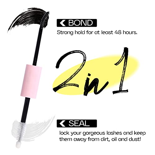 Lash Glue Bond and Seal Long Lasting Strong Hold Waterproof 2 in 1 Cluster Eyelash Glue for DIY Lash Extensions by Mavphnee