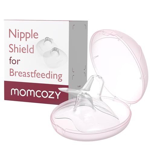 Momcozy Contact Nipple Shields, 100% Food-Grade Silicone for Breastfeeding Difficulties, Ultra-Thin & Super-Soft, Made Without BPA/BPS, Include Carry Case (17mm)