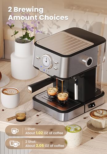 Gevi Espresso Machine High Pressure,Compact Espresso Coffee Machines with Milk Frother Steam Wand,Professional Coffee,Cappuccino,Latte Maker for Home,Espresso Maker, Gift for Coffee Lover and Dad