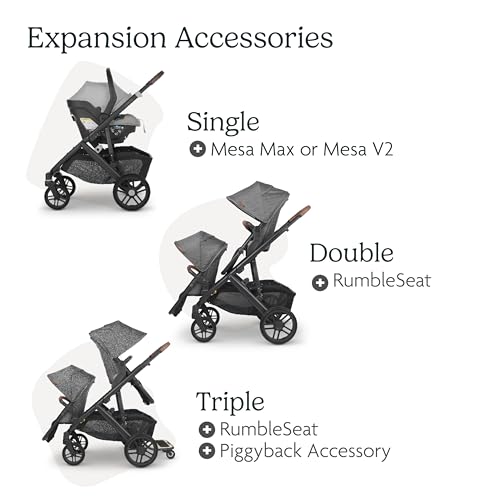 UPPAbaby Vista V2 Stroller/Convertible Single-to-Double System/Bassinet, Toddler Seat, Bug Shield, Rain Shield, and Storage Bag Included/Theo (Dark Taupe/Silver Frame/Chestnut Leather)