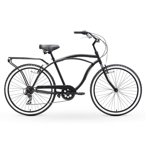 sixthreezero Around The Block Men Beach Cruiser Bike, 1/3/7/21 Speed Bicycles, 26"/24" Wheels, Multiple Colors