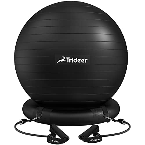 Trideer Ball Chair Yoga Ball Chair Exercise Ball Chair with Base & Bands for Home Gym Workout Ball for Abs, Stability Ball & Fitness Ball Seat to Relieve Back Pain