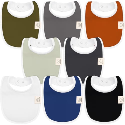 8-Pack Organic Baby Bibs for Girls & Boys - Teething Baby Bib, Baby Boy Bibs, Baby Girl Bibs, Newborn Bibs, Baby Drool Bibs for Infant, Toddler, Bibs for Baby Boy, Bibs for Baby Girl (Basics)