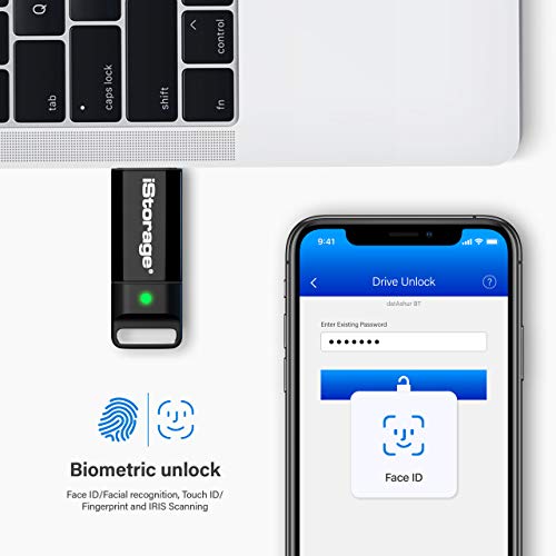 iStorage datAshur BT 128 GB | Encrypted Secure Flash Drive | Unlock via Smartphone Using Bluetooth | FIPS 140-2 Level 3 Certified | Remote Management Ready