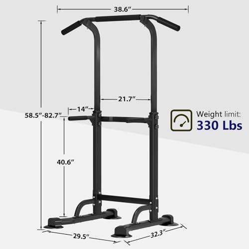 Power Tower Pull Up Bar Dip Station and Height Adjustable Dip Bar Stand, Multi-Function Home Gym Exercise Equipment Strength Training Fitness Workout Station