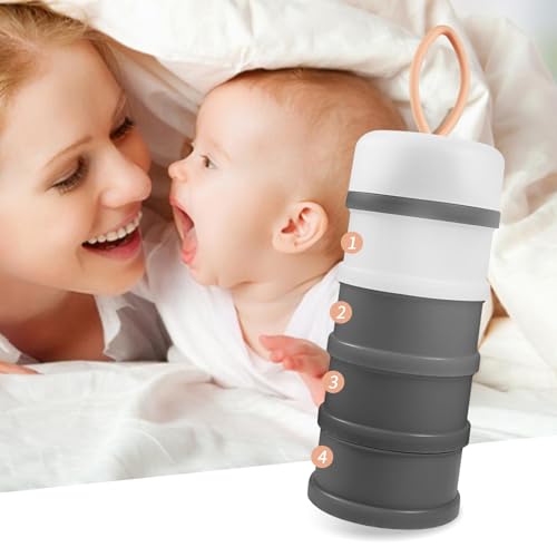 2 Pack Baby Formula Dispenser on The Go, Portable Formula Container to Go, Non-Spill Stackable BPA Free Baby & Kids Snack Containers - Grey
