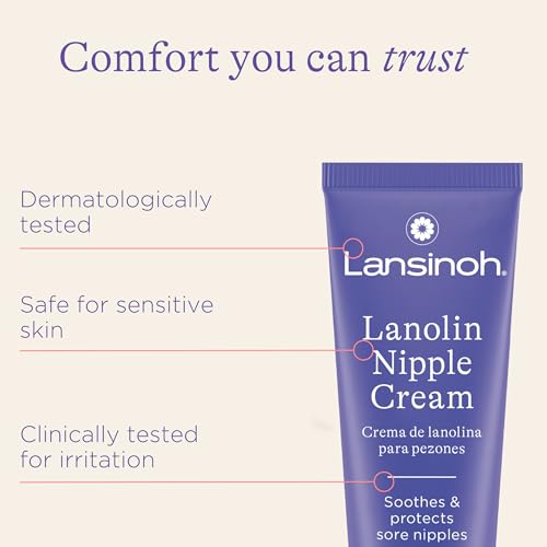 Lansinoh Lanolin Nipple Cream, Safe Nipple Balm for Baby and Mom, Breastfeeding Essentials, 1.41 Ounces