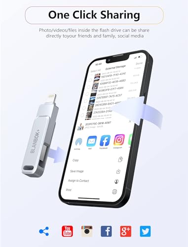 MFi Certified Flash Drive 256GB for iPhone USB Memory Stick Thumb Drives High Speed USB Stick,Photo Stick External Storage for iPhone/iPad/Android/PC