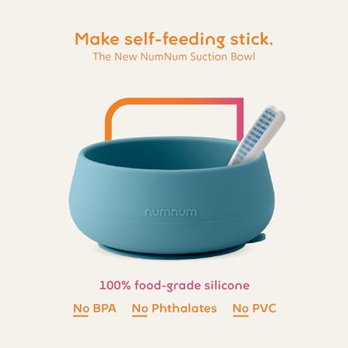 NumNum Suction Bowls | Extra Strong Suction | Non-Slip Design | Durable 100% Food Grade Silicone BPA-Free | for Babies & Toddlers 4 months+, 2 Baby Bowls (Mauve/White)