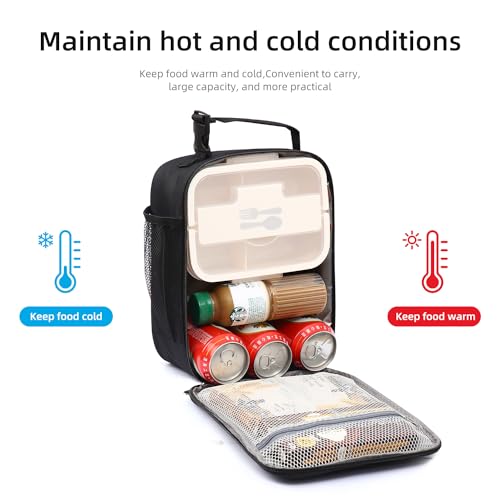 Lunch box Lunch bag for men women Large capacity Lunchbox Reusable Lunch bags Insulated Lunch bag Lunch box cooler (Black)