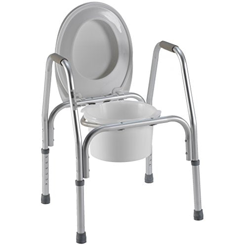 PCP Raised Toilet Seat with Safety Frame Bedside Commode and Elevated, White