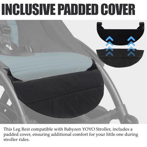 Baby Leg Rest with Padded Cover Compatible with Babyzen YOYO Stroller Footrest 12.5 Inch Long Extend Infant Pram Footboard Provide Additional Comfort in Stroller - Black