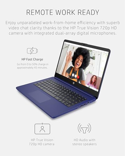 HP Stream 14-inch Laptop for Student and Business - Intel Quad-Core Processor, 4GB RAM, 320GB Storage (64GB eMMC + 256GB Card), 1-Year Office 365, Webcam, 11H Long Battery Life, Wi-Fi, Win11 H in S