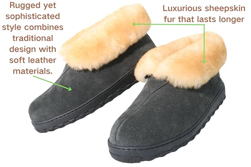 Men's Sheepskin Boot Slippers Indoor Outdoor Ankle Booties with