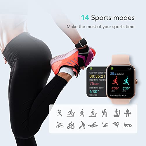 SKG Smart Watch for Women, Fitness Tracker 5ATM Swimming Waterproof, Health Monitor for Heart Rate, Blood Oxygen & Sleep, 1.7'' Touch Screen Smartwatch Fitness Watch for Android-iPhone iOS, V7