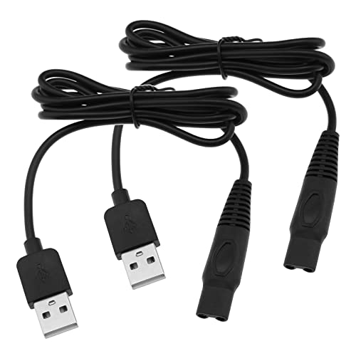 The Lord of the Tools 2Pcs 5V Electric Shaver USB Charger Cable Replacement Compatible with Skull Pitbull Gold PRO Shaver Charger Cord 1m Black