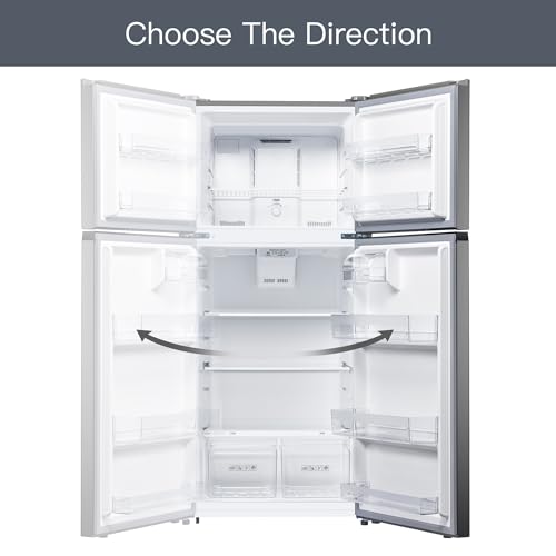 30“ Top Freezer Refrigerator with 17.6 Cu. Ft.Capacity, Adjustable Thermostat Control, Full Size Freestanding Frost Free Fridge for Garage/Office/Home/Apartment, Stainless Steels Grey
