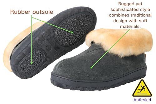 Men's Sheepskin Boot Slippers Indoor Outdoor Ankle Booties with