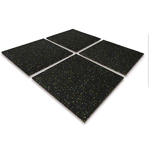 MYOYAY 25MM 4PCS Eco-Sports Interlocking Tiles 20"x20"x1” Thick Interlocking Rubber Gym Flooring Eco-Sport Rubber Floor Tiles Gym Rubber Flooring Mats Heavy Duty Rubber Exercise Equipment Mats