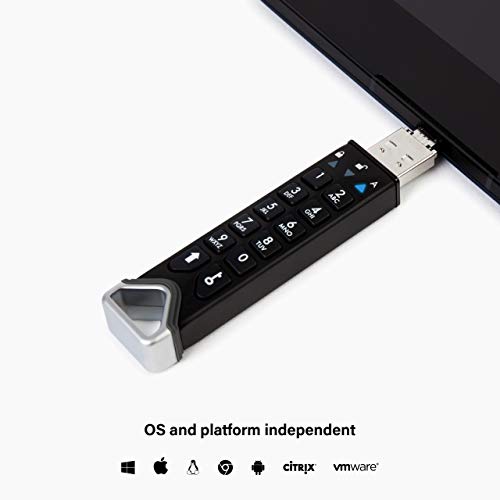 iStorage datAshur PRO2 256 GB Secure Flash Drive FIPS 140-2 Level 3 Certified Password Protected Dust Water-Resistant IS-FL-DP2-256-256, Black