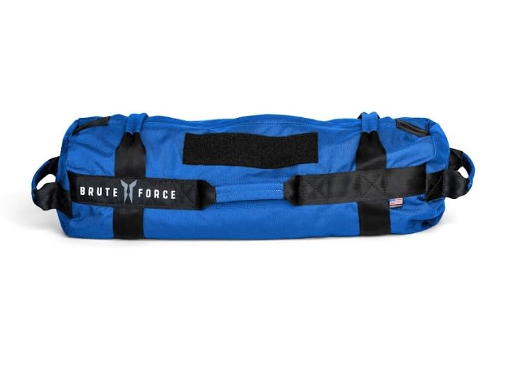 Brute Force Athlete Sandbag, Adjustable, Weighted Heavy Bag, Workout Equipment for Home Gym, Strength Training and Weight Lifting, Sandbags for Working Out, Made in USA, Royal Blue, 25-75 lbs