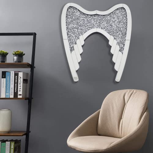 Guardian Angel Wing Crystal Rhinestone Diamond Glass Mirror for Home Decoration Wall Hang Mirror Glass Diamond Décor